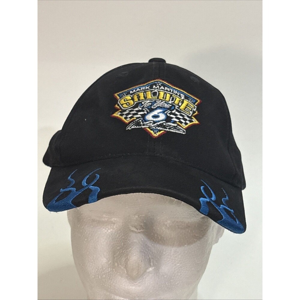 Mark Martin #6 Salute To You NASCAR Hat Checkered Flag Flame Brim Adjustable
